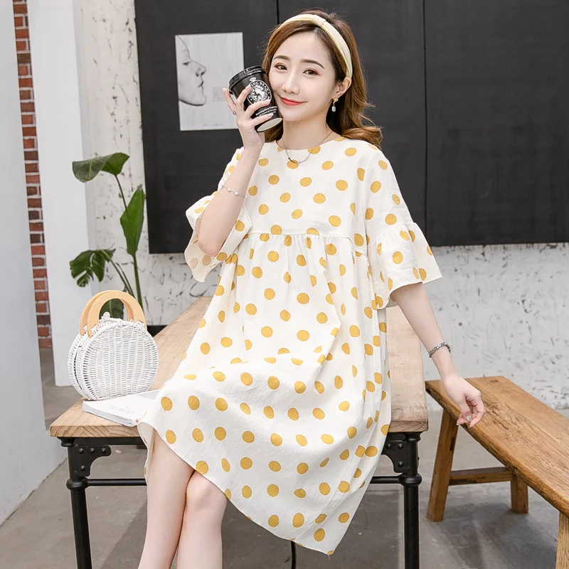 2019 Новое поступление платье для беременных женские летние милые точка большой