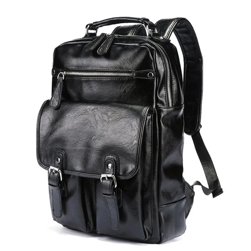 

Vintage Leather Backpacks for Men 14" Laptop Daypacks Rucksacks Large School Student Bag Fashion Travel Bag Shoulder Bags