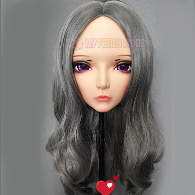 

(Chun-03) Женская милая девочка резиновая полуголовая маска кигуруми с BJD глазами косплей аниме ролевая маска Лолиты Трансвестит кукла