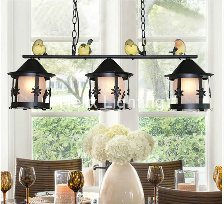 Koop Nieuw 3L Zwart Vintage Hanglampen L75cm LED AC Noordelijke Europese Industriële Vogel Verlichting Voor Cafe & Bar Retro Hanger Lamp