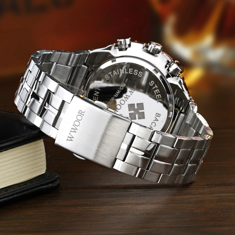 Бренд wwoor Спорт Для мужчин часы бизнес кварц Orologio Uomo кварцевые винтажные Relogio