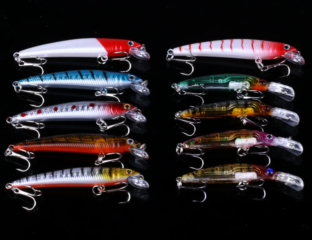 56 шт. гольян набор Crankbait смешанные размеры рыболовных приманок искусственные
