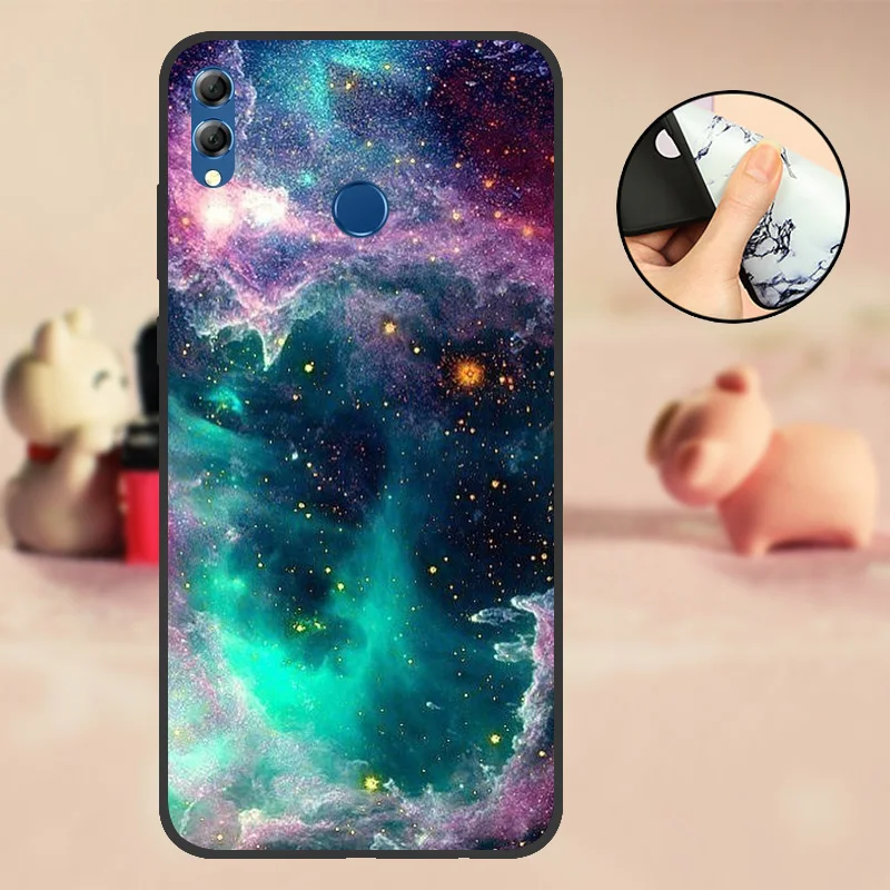 AXYTV Чехол для huawei Honor 8X черный мягкий Силиконовый ТПУ чехол из ТПУ чехол для huawei Honor 8X бампер с милым рисунком черный чехол - Цвет: AXYTV