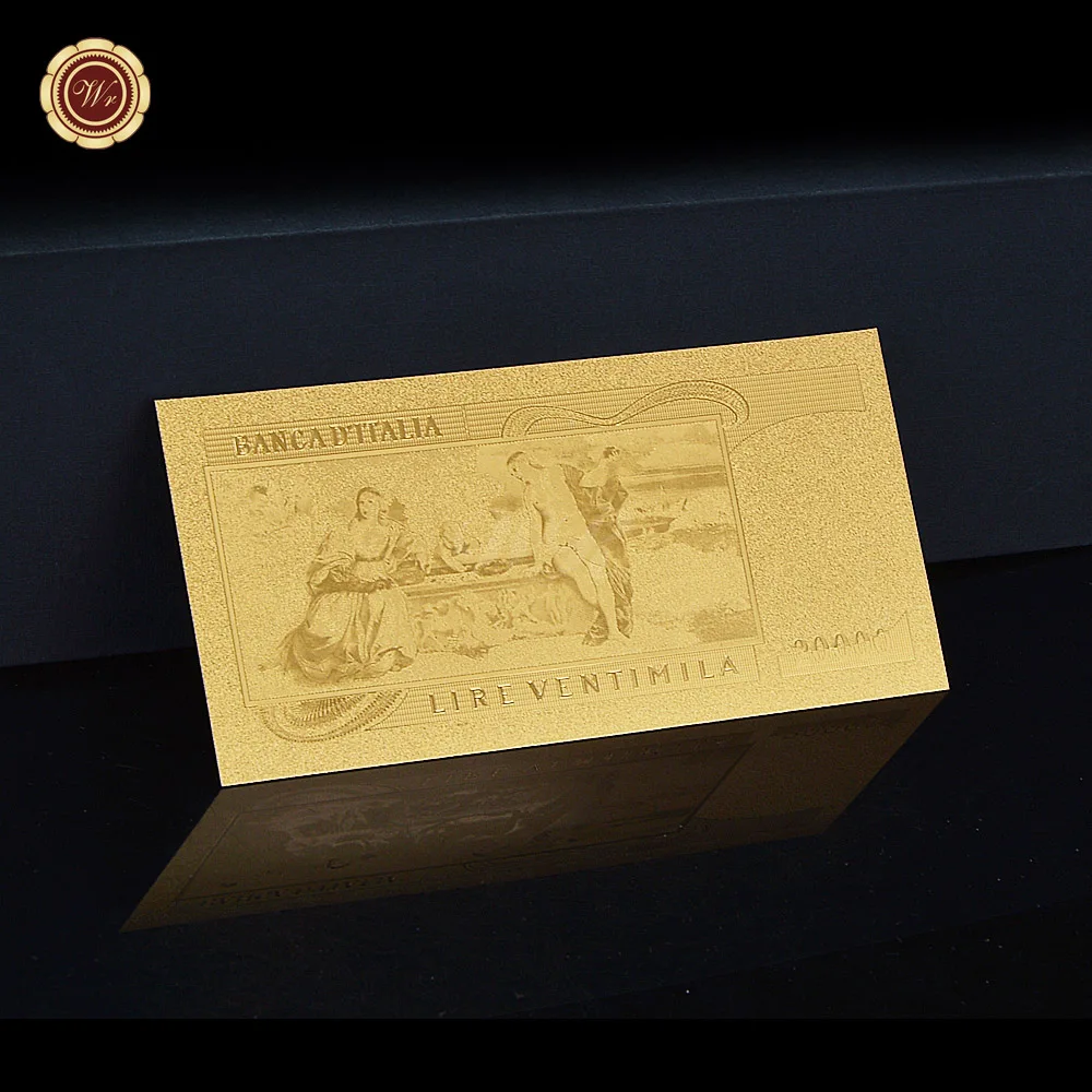 Итальянская антикварная банкнота 20000 лир Золотая фольга резная ремесло для
