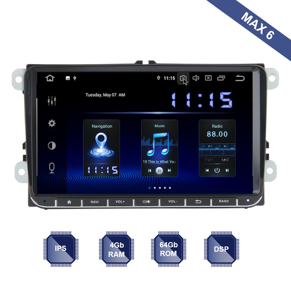 Автомагнитола 2 Din с GPS навигацией Android 10 для GTI Jetta Golf Polo Passat Tiguan Touran Seat Leon Altea PX6 DSP IPS