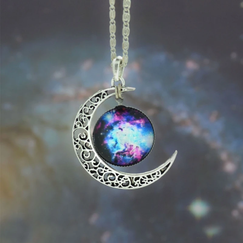 as the picture Автомобиль украшения в виде кристаллов Cosmic Star Moon время драгоценный камень кулон Цепочки и ожерелья высокого класса Игристые Свадебные украшения - Название цвета: as the picture