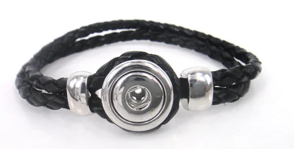 

New arrival Free shipping Fashion 1.2cm Mini Metal Button black leather bracelet For Women Gift Jewelry