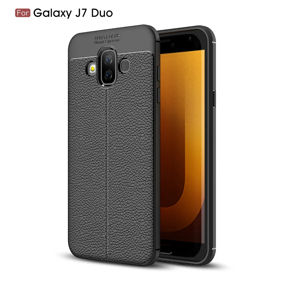 Углеродного волокна чехол для samsung GALAXY J7 Duo случаях SM-J720F кремния мягкий Coque etui Fundas |