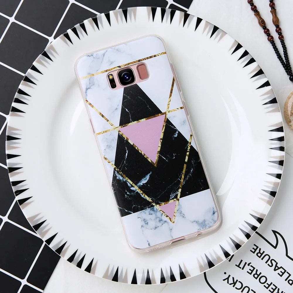 Чехол KISSCASE с геометрическим мрамором для Samsung Galaxy S9 S8 Plus Note мягкий TPU чехол