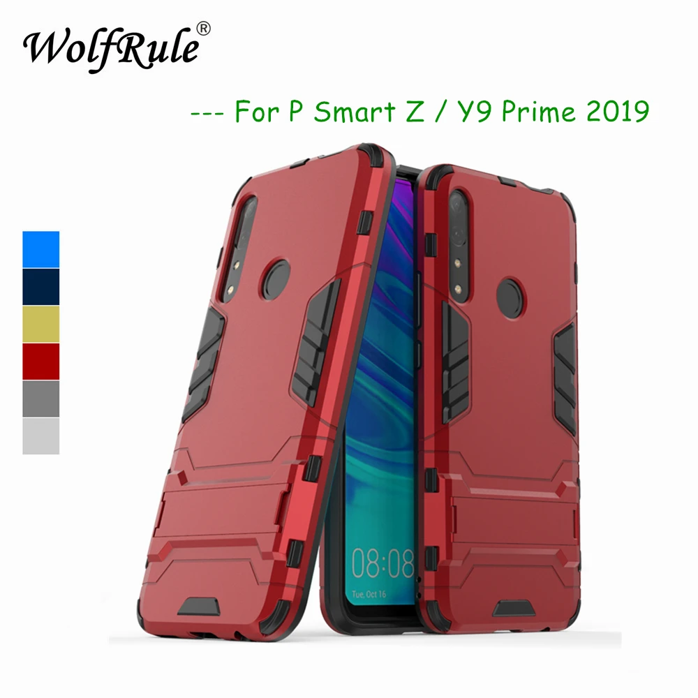 

Huawei P Smart Z Cases Huawei Y9 Prime 2019 Cover Soft Silicone + Plastic Kickstand Case For Huawei P Smart Z Funda Coque 6.59"