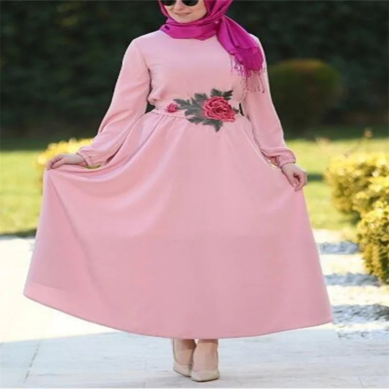 Новый стиль мусульманское Весна Лето Свободное платье с длинным рукавом