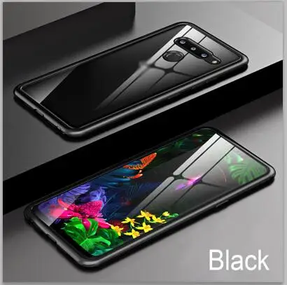 Черный Защитный чехол для LG G8 ThinQ с металлической рамкой, прозрачная задняя крышка из закаленного стекла, чехол s для LG G8 ThinQ, металлический бампер LGG8ThinQ - Цвет: Черный