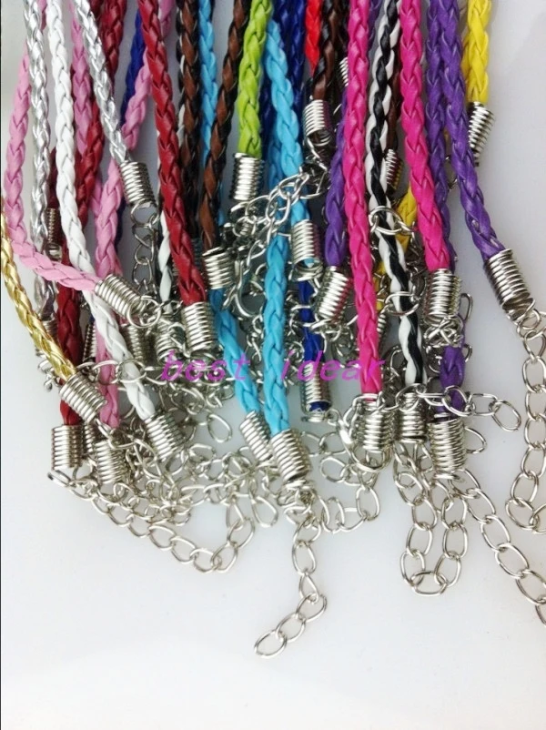 100 шт смешанных цветов кожаный плетеный браслет шарма для бисера Омаров застежка