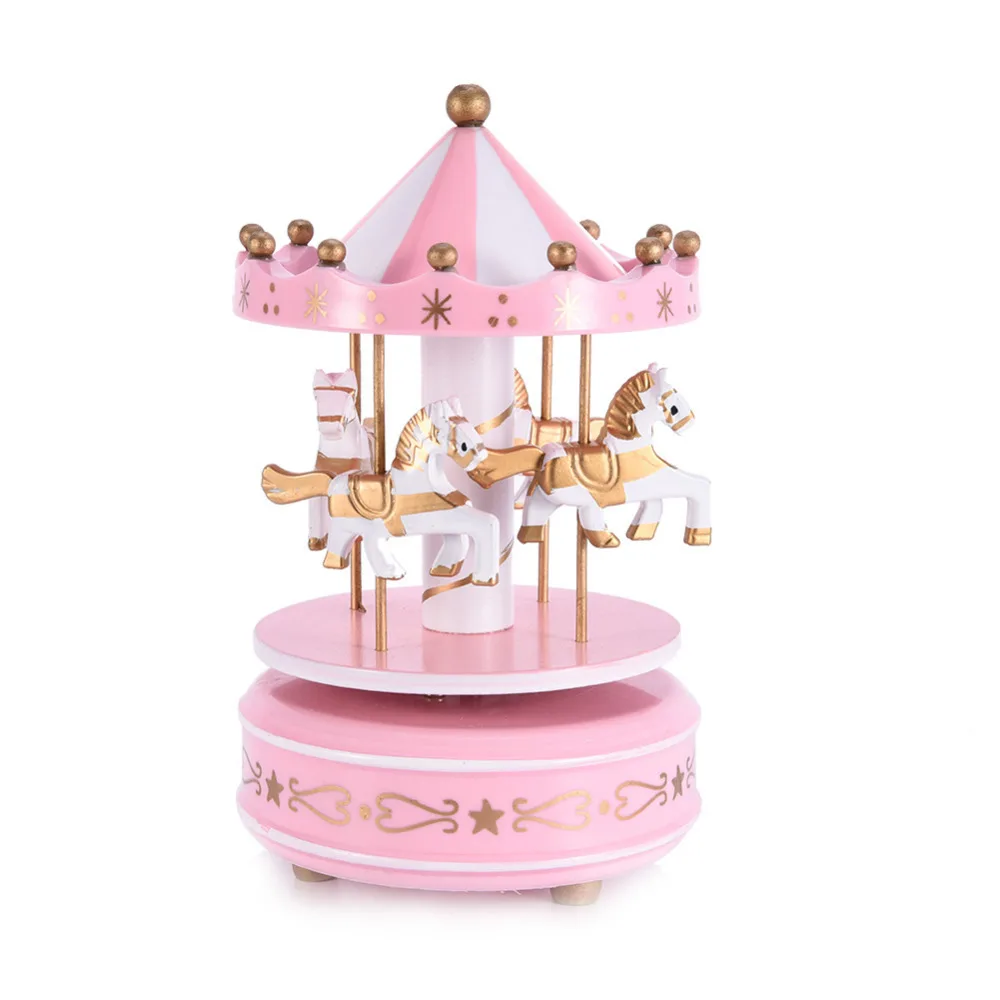 Музыкальная карусель коробки merry-go-круглая деревянная лошадь детская игрушка Геометрическая музыкальная комната украшения подарки унисекс Рождественская коробка для домашнего декора