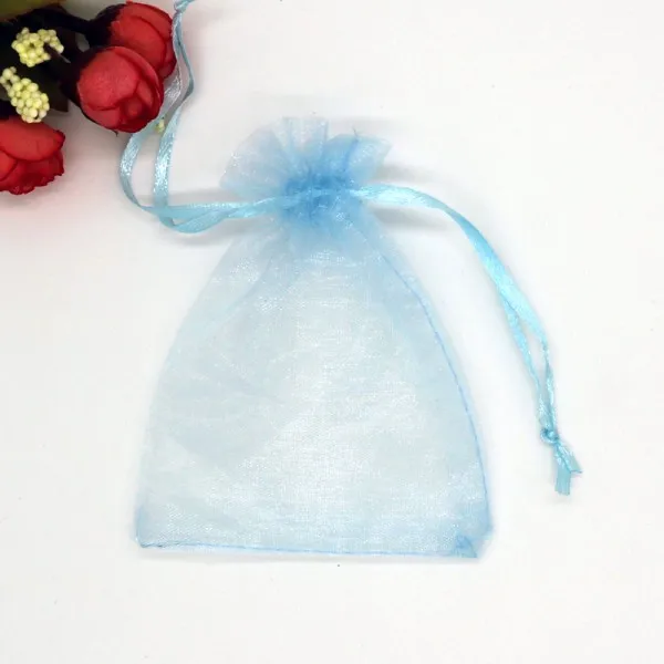 Sky Blue 50 шт., 21 цвет, 7X9, 9X12, 10X15, 13X18 см, сумки из органзы, Подарочная сумка, пакеты для упаковки ювелирных изделий, могут быть изготовлены с логотипом на заказ - Цвет: Sky Blue