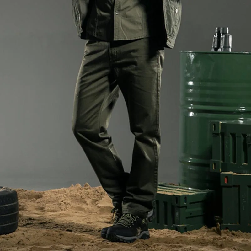 Мужские повседневные длинные брюки в стиле милитари зеленые армейские