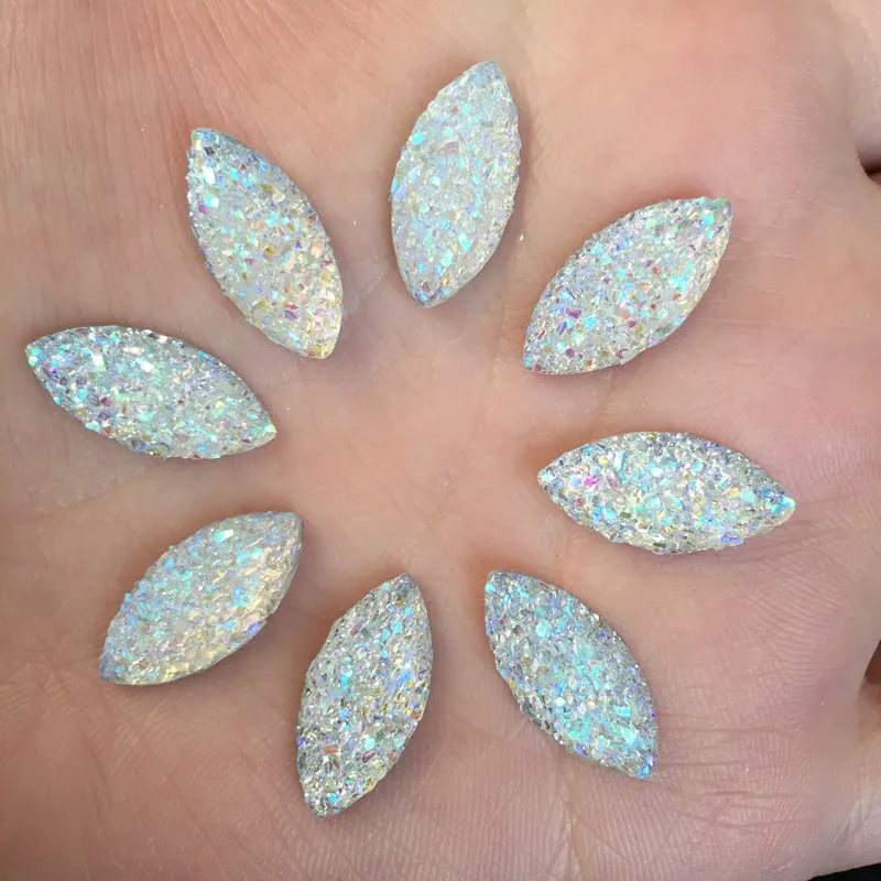 80 шт. 9 мм * 18 AB полимерные украшения Стразы лошадиный глаз с плоской задней