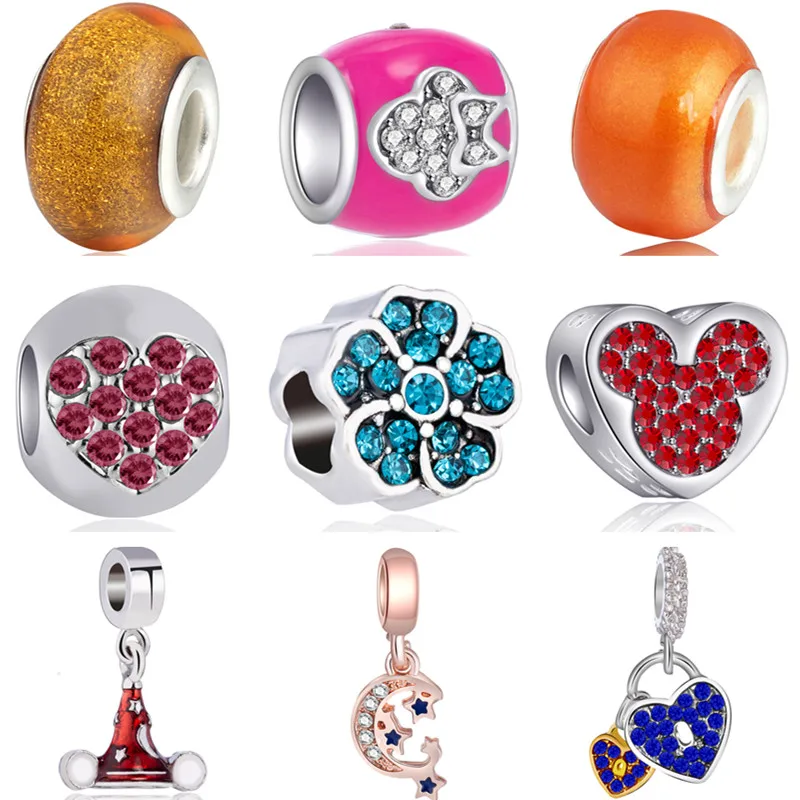 Горячая продажа красочные кости шляпа змея Омар талисман Микки Бусины Fit Pandora