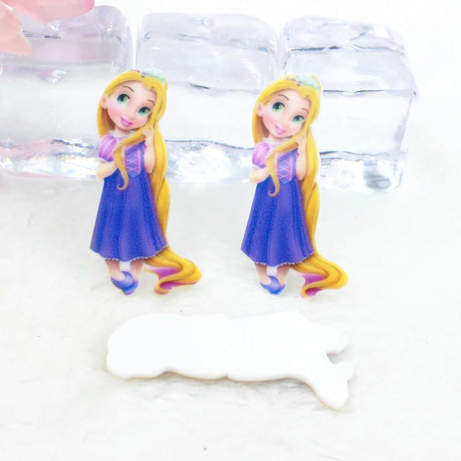 Мультяшное плоское заднее украшение из смолы фигурка принцессы Рапунцель