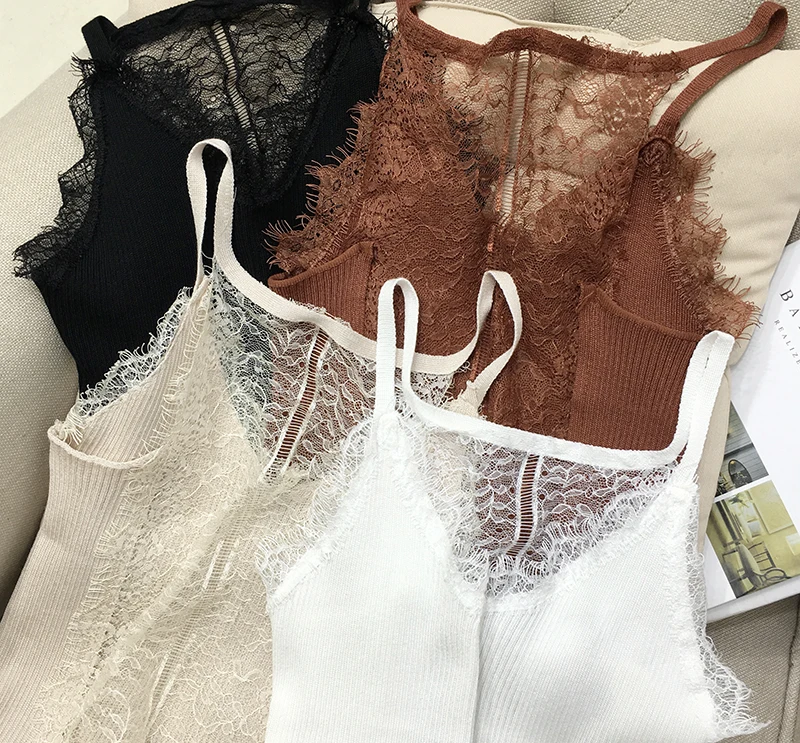 Женская Кружевная футболка с V-образным вырезом | одежда