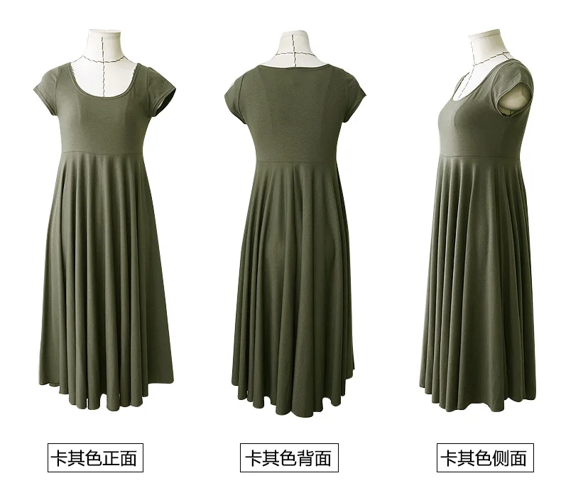 

Summer Maternity dresses Modal cotton Short sleeve pregnant clothes solid over-the-knee full dress One pieces women dress