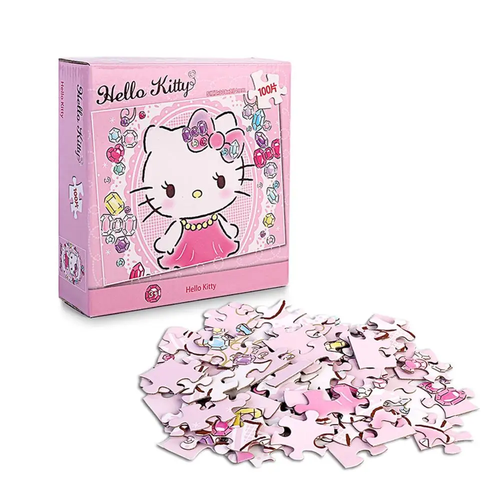 Hello Kitty 100 шт пазл для детей 4 8 Обучающие Развивающие Пазлы игрушки|Пазлы| |