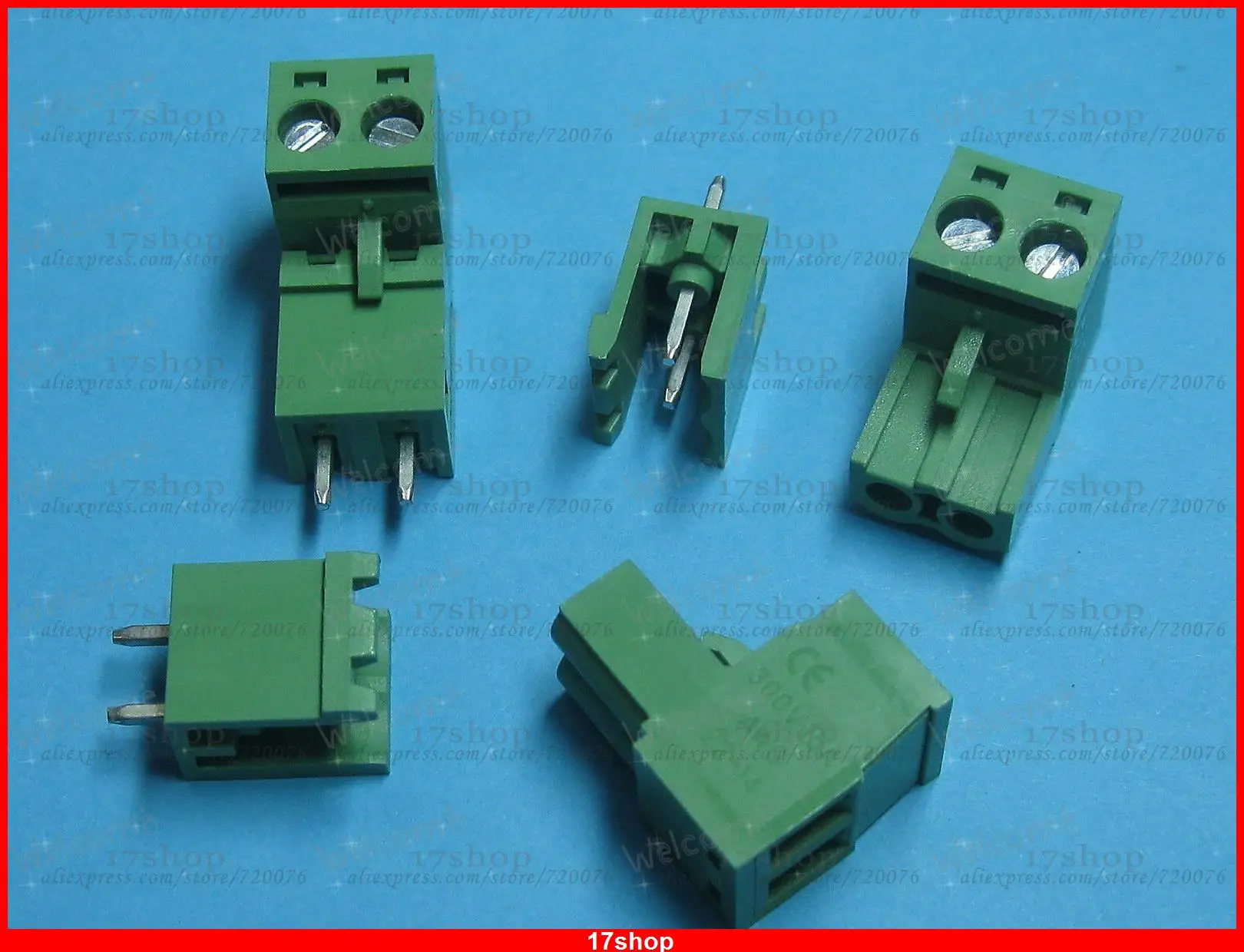 

60 pcs Pitch 5.08mm 2way/pin Screw Terminal Block Connector Green Color L