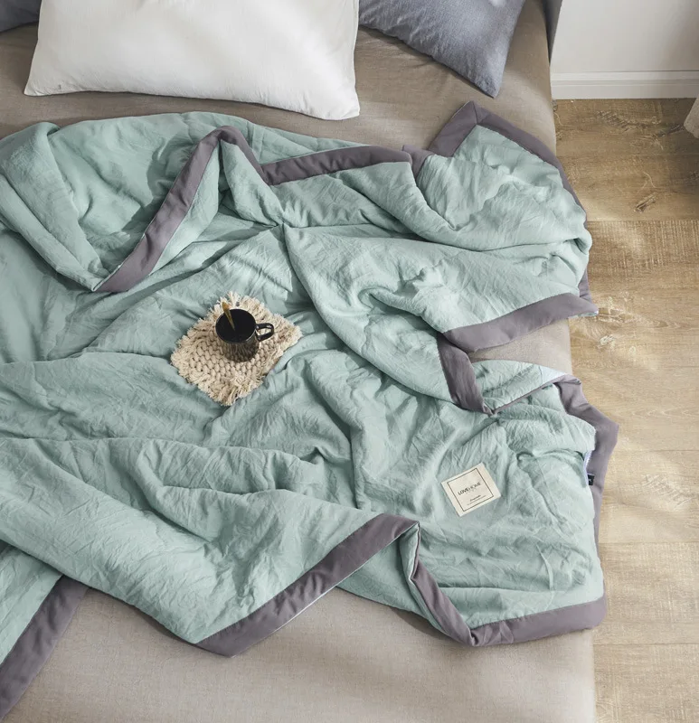 Прямая поставка новое однотонное розовое серое покрывало летнее одеяло стеганый