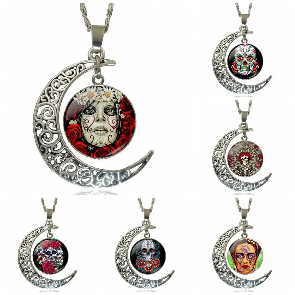 Ужасающая улыбка Череп Скелет Винтаж экзотические скрещенные кости|Ожерелья с