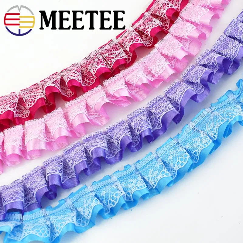 10 ярдов Meetee 2 5 см атласная кружевная отделка Лента ткань складное Кружево DIY