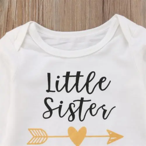 Family Sister Matching Outfits Newborn Infant Baby Big/Little Romper +pants+Headband 3pcs Jumpsuit Clothes | Мать и ребенок