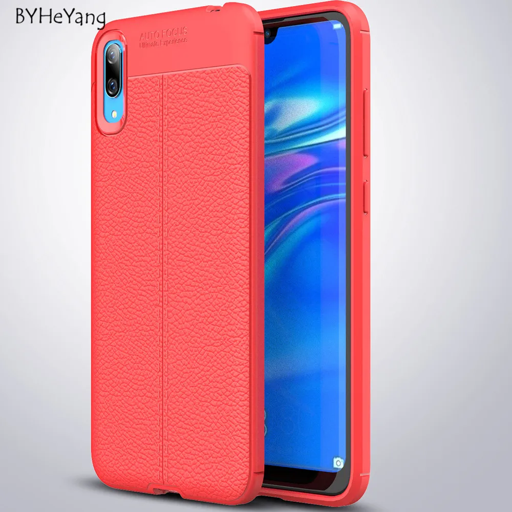 Для Huawei Enjoy 9 чехол для Y7 Pro 2019 кожаный текстура Силикон Мягкая Задняя накладка