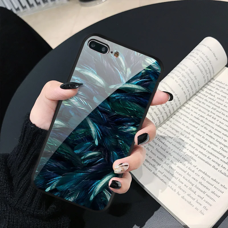 NO.7 Стеклянный чехол IIOZO для iPhone X XS MAX XR 6 6S 7 8 Plus, чехол для телефона s из закаленного стекла с мраморным цветочным узором, чехол для iPhone XS Max - Цвет: NO.7