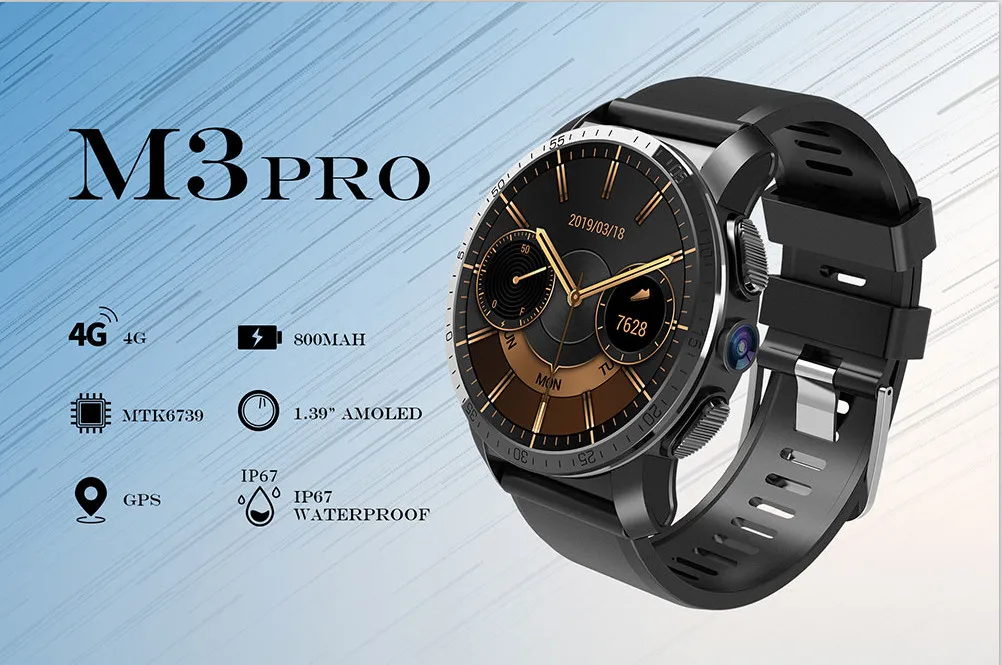 Смарт-часы GOLDENSPIKE M3 pro, две системы, Android 7,1, 4G, Sim, 8 Мп, фронтальная камера, 800 мА/ч, gps, Wi-Fi, Смарт-часы для мужчин и женщин
