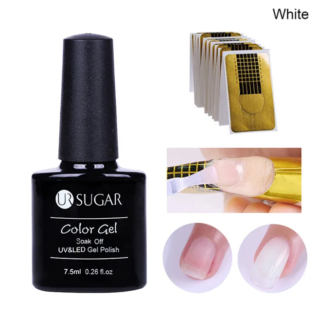 White Set Прозрачный Гель-лак для быстрого наращивания ur Sugar, 7,5 мл, полигелевый гель для ногтей, розовый, строительный УФ-гель, 20 шт., гель-форма для ногтей - Цвет: White Set