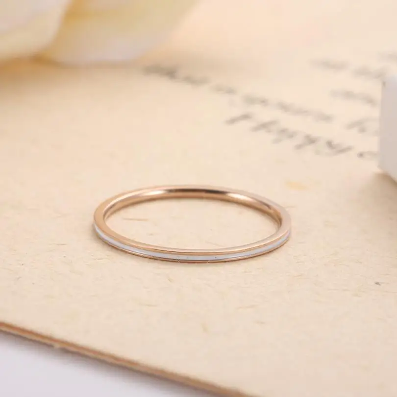 1 мм тонкое кольцо черное белое красное эмаль титан нержавеющая сталь кольца для