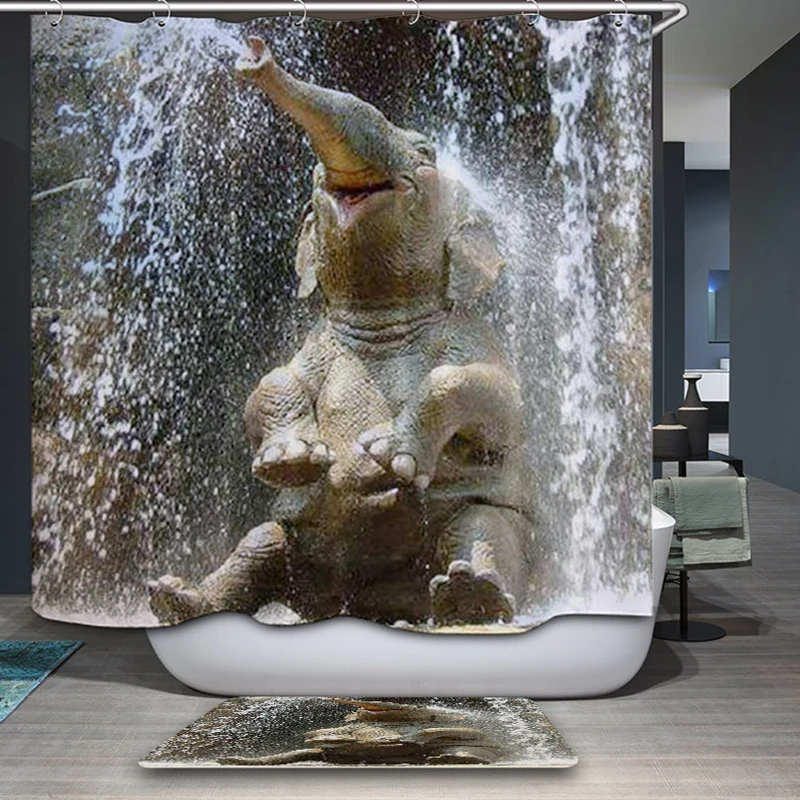 Новое поступление занавеска для душа тайский Красочный Слон мультяшный узор