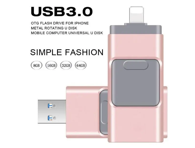 Флеш-накопитель i-Flash OTG 3 в 1 USB флеш-накопитель флешка 0 для iPhone 7/7Plus/5/5s/5c/6/6s/Plus/ipad |