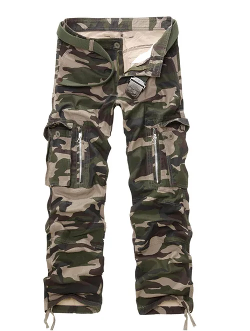 Military camouflage Мужские камуфляжные брюки карго, военные тактические Рабочие свободные удобные длинные штаны, повседневные облегающие хлопковые брюки с несколькими карманами, камуфляжные - Цвет: Military camouflage