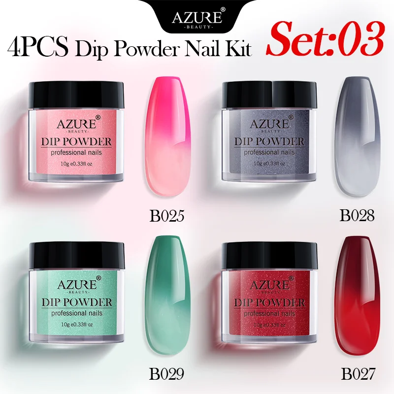 Azure Beauty 4 шт./лот хамелеон набор порошков для ногтей градиентный цвет