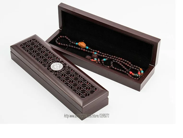 Necklace Box Высокое качество Красный окрашенные деревянные кольца коробка кулон держатель ожерелье Упаковка Чехол Коробка для ювелирных изделий браслет для хранения - Цвет: Necklace Box