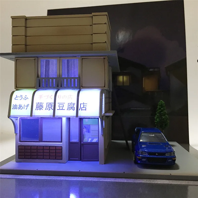 1: 64 1 комплект архитектура для начальной D Fujiwara Tofu Shop Kit Diorama комплект не включает в себя никаких автомобилей сцена светодиодный магазин моделей
