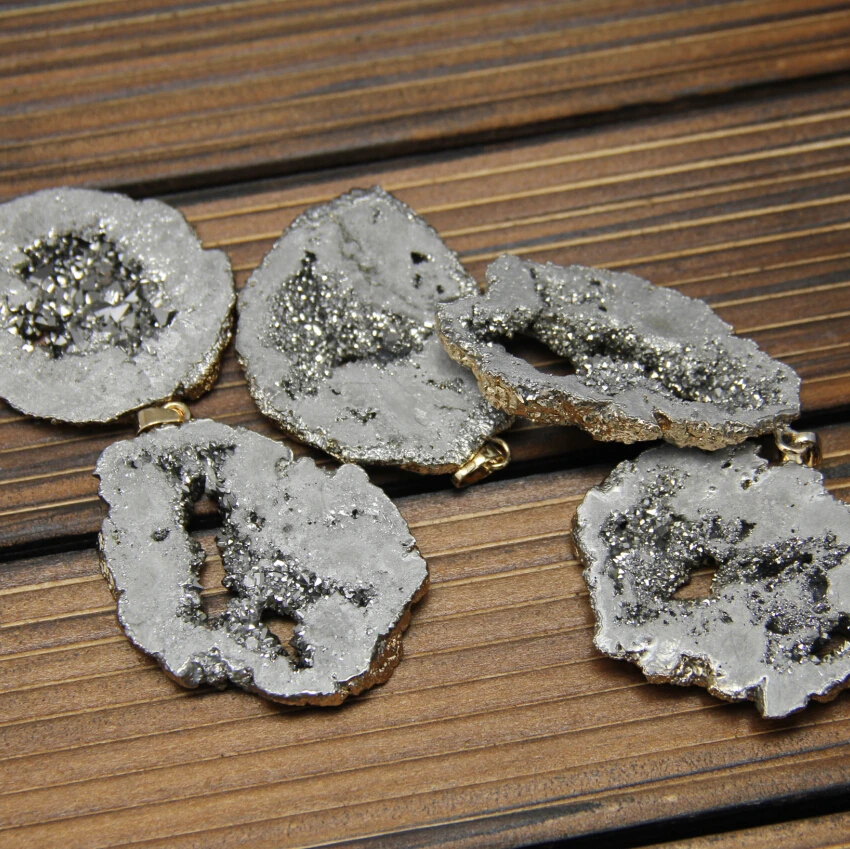 5 шт./лот Ремесло Ювелирные изделия из друзы подвески натуральные камни Титан