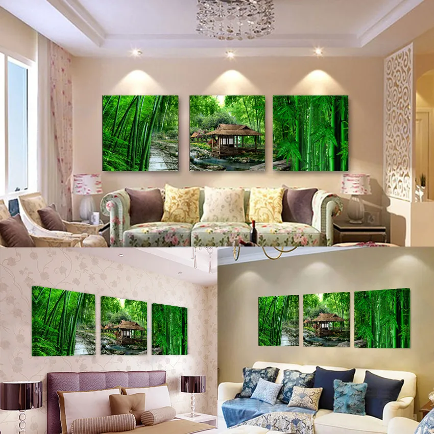 Без рамок) 3 шт. картины на дереве, украшение для дома, настенные картины для спальни, гостиной, художественная дешевая Большая Картина на холсте, картина маслом