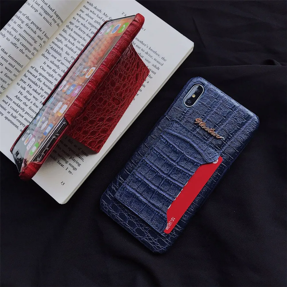 Crocodile skin phone case For iphone 6 6S 7 8 Plus XR X XS MAX case Leather shot Half pack slell holder Card Hard shell cover