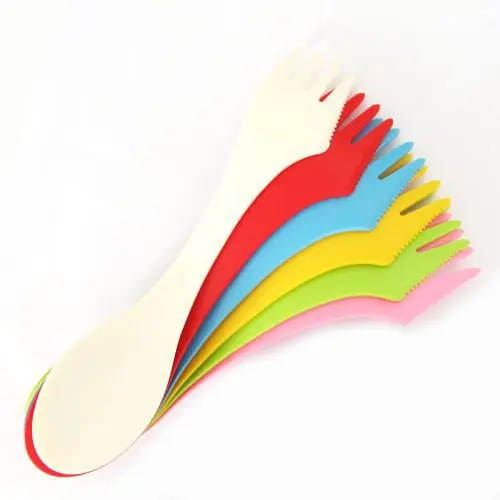DHL 204 шт пластиковая ложка Вилка-открытый spork 6 видов цветов | Дом и сад
