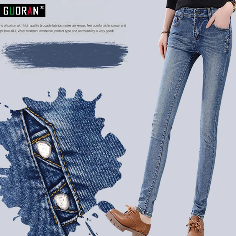 Горячая Распродажа женские черные обтягивающие джинсы весна осень зима плюс