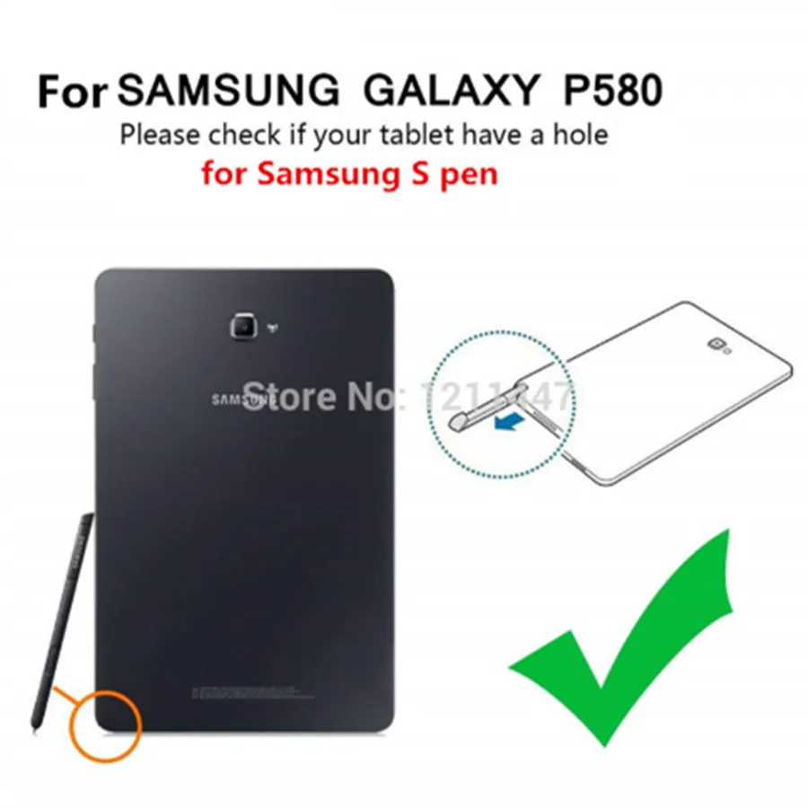 Премиум чехол для samsung Galaxy Tab A 10,1 P580(с S pen) Smart Cover Чехол Funda для samsung P585 ручной держатель с подставкой