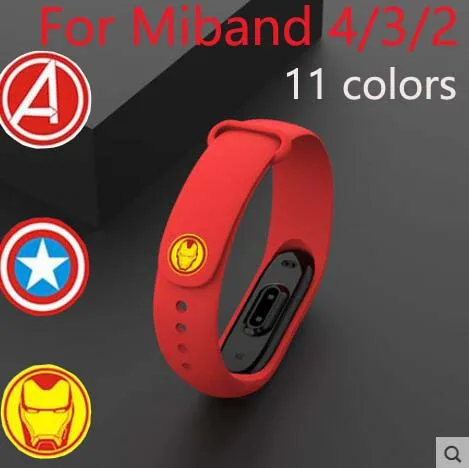 Марвел из Мстителей браслет для Xiaomi mi Band 2 3 4 ремешок спортивных часов часы