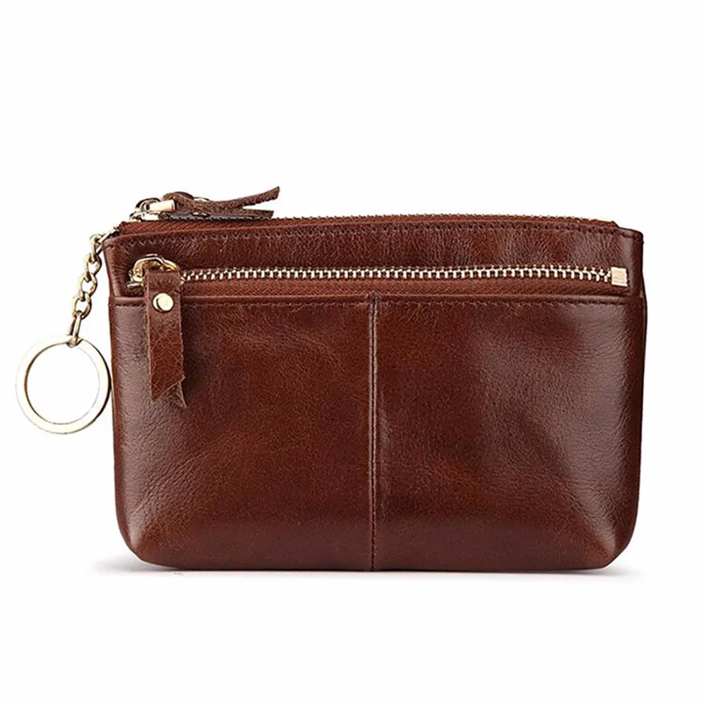 Vintage Trends Women Small Wallet Made Of Oil Wax Genuine Leather Clutch Bag Handbag ID/Credit Card Short Purse KeyChain Holder